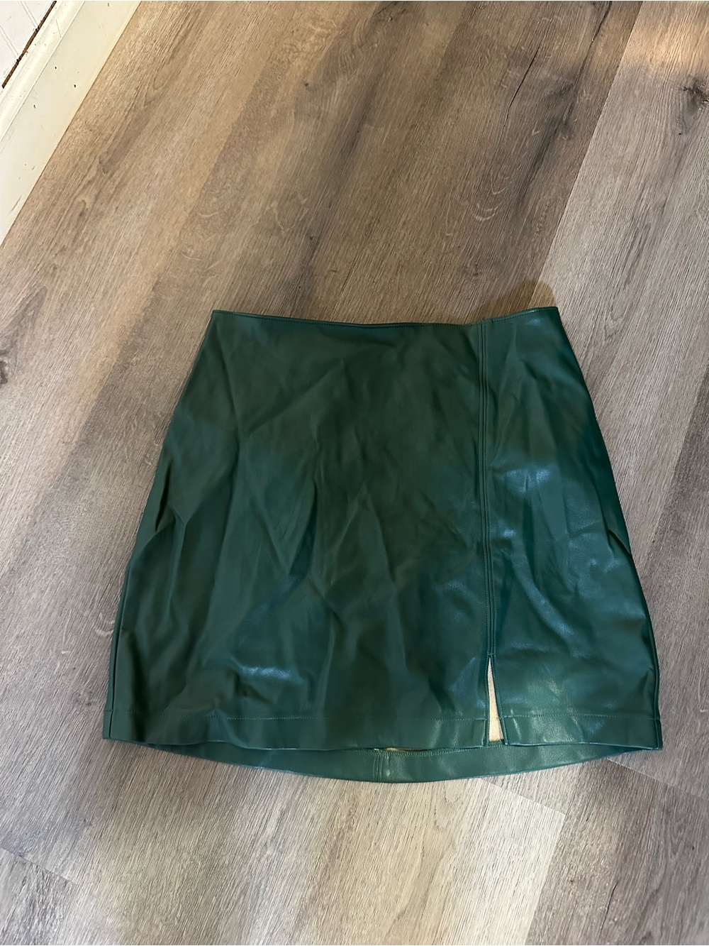 Hollister Forest Green Faux-Leather Mini Skirt